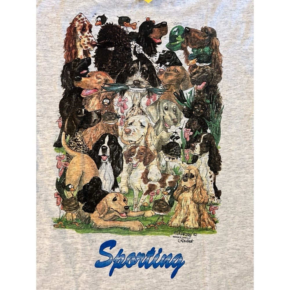 Vintage 1992 McCartney Rosalinde Sporting Dog Single Stitch Shirt Large D42